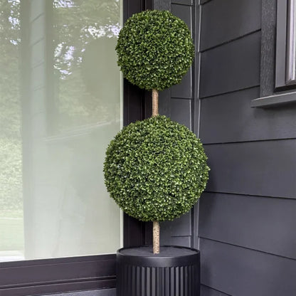Faux 4' UV Resistant Boxwood Topiary Tree Indoor and Outdoor
