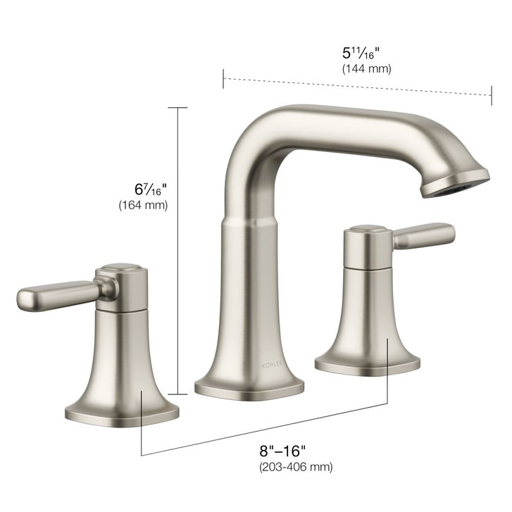 Kohler Terzet Widespread Bathroom Faucet, Brushed Nickel - alternate view