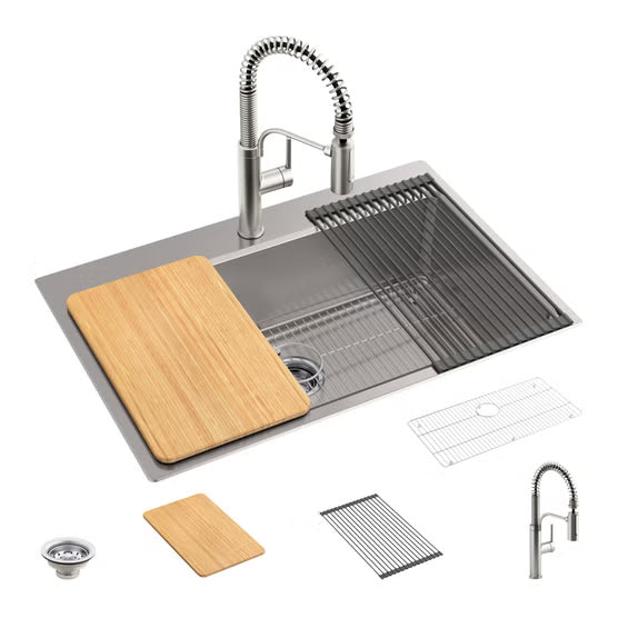 Kohler Provo 33-Inch Dual-Mount Workstation Kitchen Sink Kit