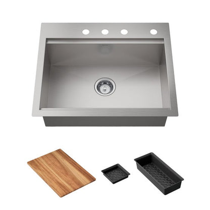 Kohler Lyric Workstation 27-Inch Dual-Mount Single-Bowl Kitchen Sink, Stainless Steel - alternate view