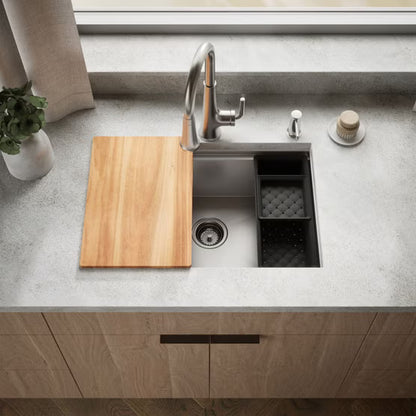Kohler Lyric Workstation 27-Inch Dual-Mount Single-Bowl Kitchen Sink, Stainless Steel