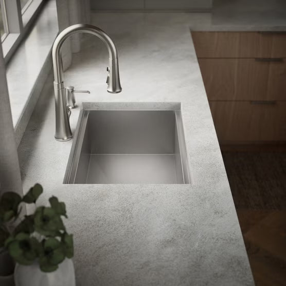 Kohler Lyric Workstation 27-Inch Dual-Mount Single-Bowl Kitchen Sink, Stainless Steel