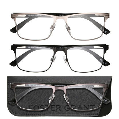 Design Optics by Foster Grant Metal Square Reading Glasses, 3-pack