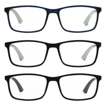 Design Optics by Foster Grant Classic Plastic Rectangle Reading Glasses, 3-pack