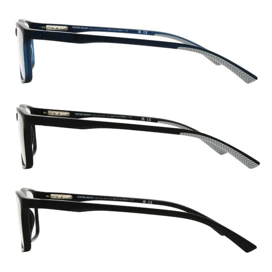 Design Optics by Foster Grant Classic Plastic Rectangle Reading Glasses, 3-pack
