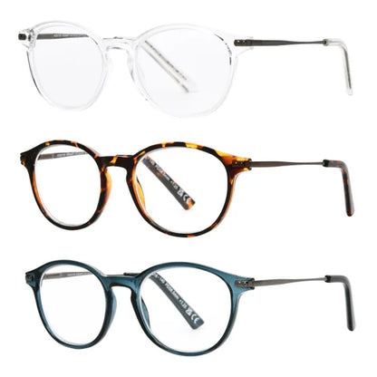 Design Optics by Foster Grant Classic Plastic Round Reading Glasses, 3-pack