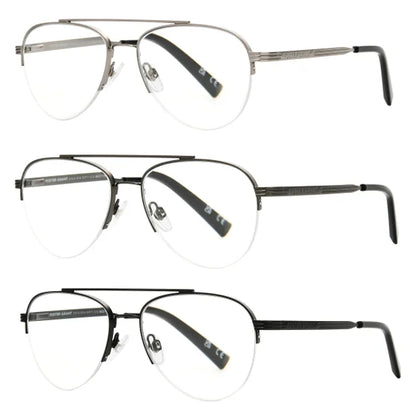 Design Optics by Foster Grant #760 Semi-Rim Aviator Reading Glasses, 3-pack