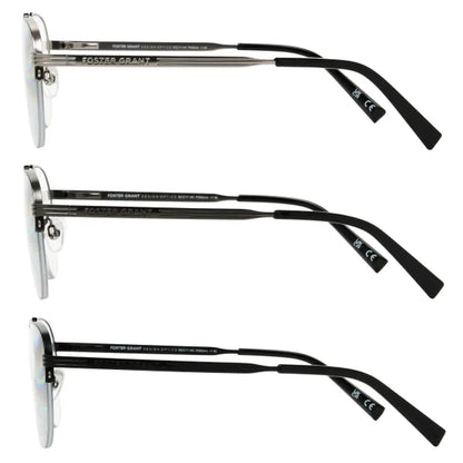 Design Optics by Foster Grant #760 Semi-Rim Aviator Reading Glasses, 3-pack