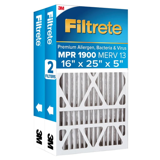 3M Filtrete MPR 1900 MERV 13 Deep Pleat Air Filters - 2-Pack