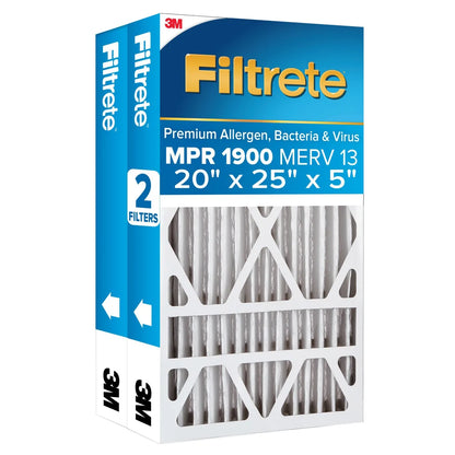 3M Filtrete MPR 1900 MERV 13 Deep Pleat Air Filters - 2-Pack