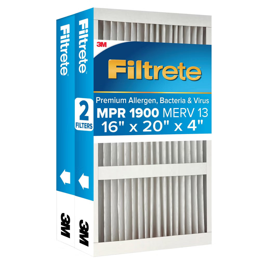 3M Filtrete MPR 1900 MERV 13 Deep Pleat Air Filters - 2-Pack