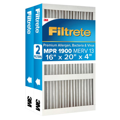 3M Filtrete MPR 1900 MERV 13 Deep Pleat Air Filters - 2-Pack