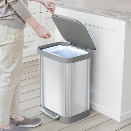 Glad Stainless Steel 13-Gallon Trash Can and Bag Bundle
