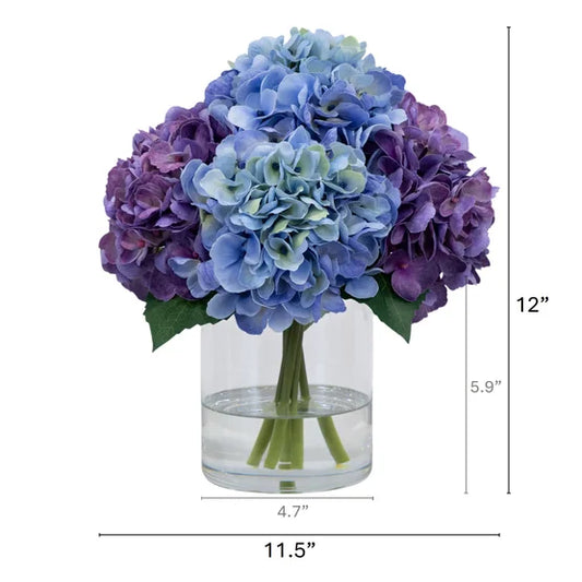 Faux 12" Hydrangea Arrangement Blue