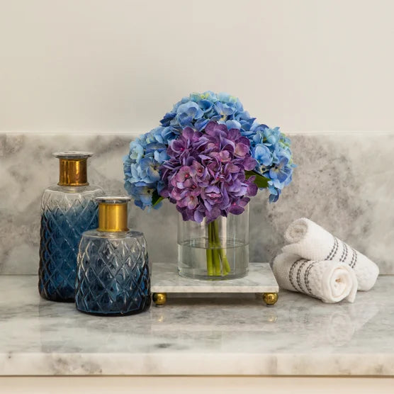 Faux 12" Hydrangea Arrangement Blue