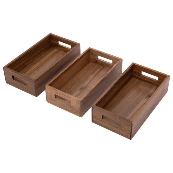 Seville Classics Acacia Storage Bin Set, 5-piece