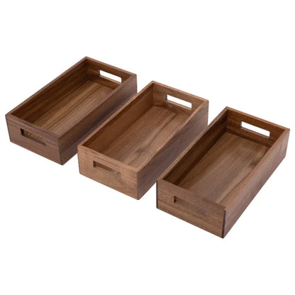 Seville Classics Acacia Storage Bin Set, 5-piece