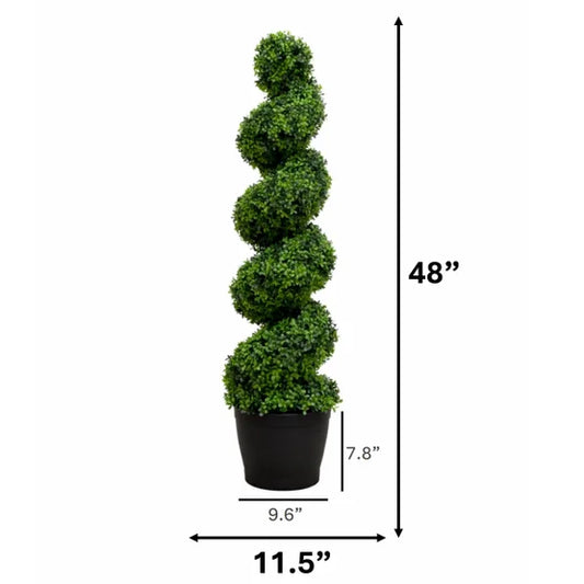 Nearly Natural Faux 4' UV Resistant Spiral Boxwood Topiary Tree