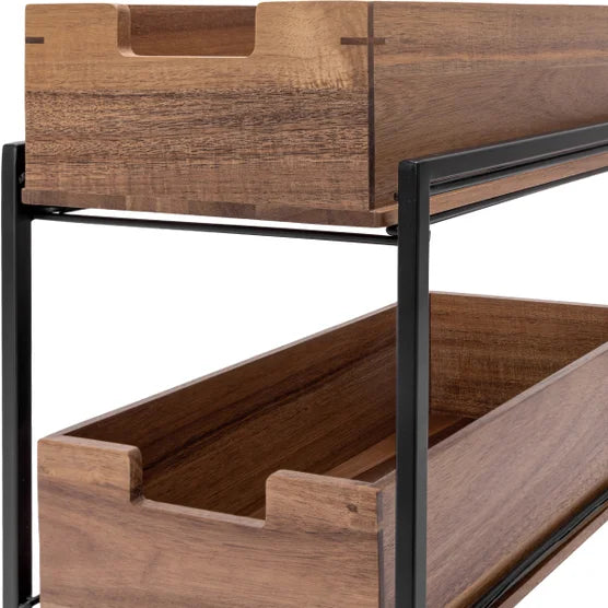 Seville Classics 2-tier Acacia Sliding Bin Organizer