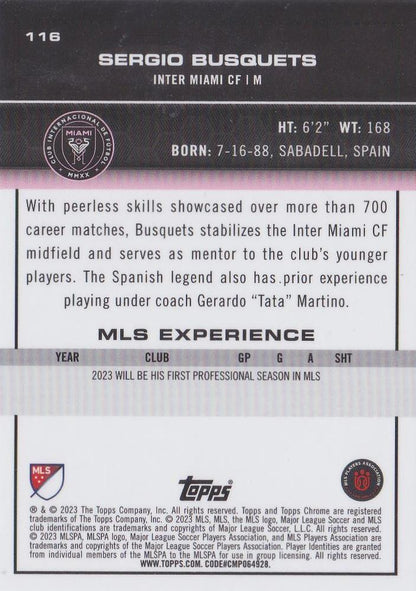 2023 Topps Chrome MLS #116 - Sergio Busquets - Inter Miami CF