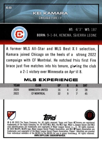 2023 Topps Chrome MLS Pink X-Fractor #68 Kei Kamara - Chicago Fire