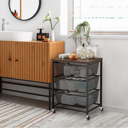 Edifice 3-Tier Mesh Basket Rolling Cart