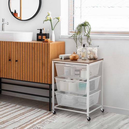Edifice 3-Tier Mesh Basket Rolling Cart