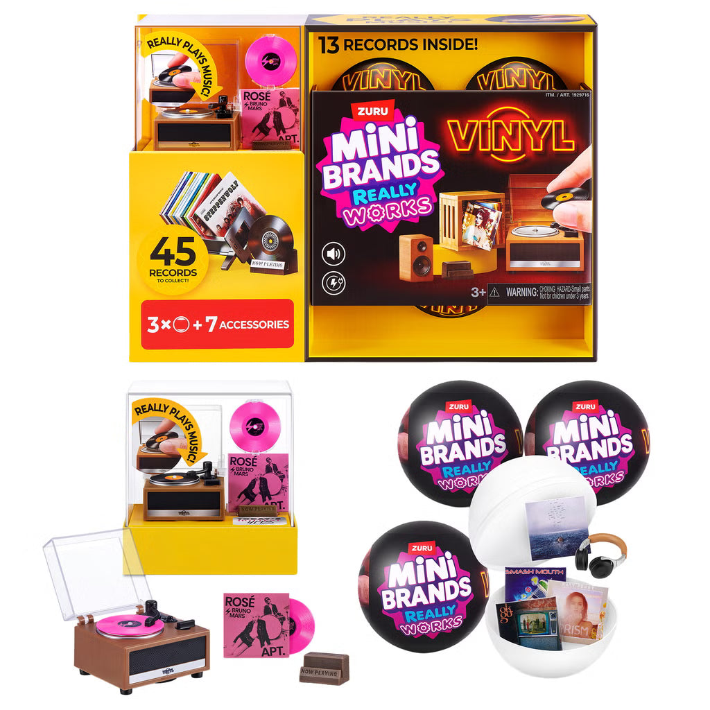Mini Brands Mini Vinyls, 3 Capsules - New, Damaged Box