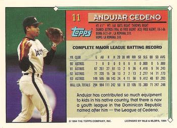 1994 Topps Andujar Cedeno # 11 Houston Astros