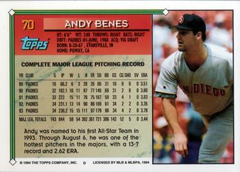 1994 Topps Andy Benes # 70 San Diego Padres