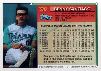 1994 Topps Benny Santiago # 370 Florida Marlins