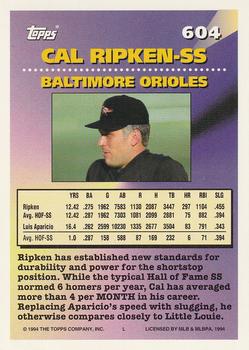 1994 Topps Cal Ripken MOG # 604 Baltimore Orioles