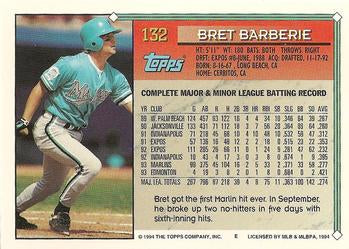 1994 Topps Bret Barberie # 132 Florida Marlins