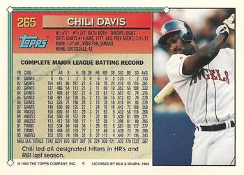 1994 Topps Chili Davis # 265 California Angels