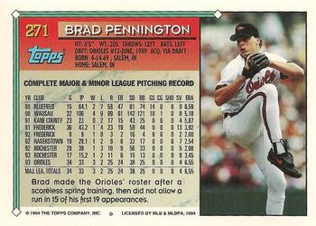 1994 Topps Brad Pennington # 271 Baltimore Orioles