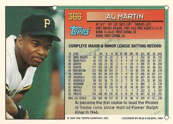 1994 Topps Al Martin # 366 Pittsburgh Pirates