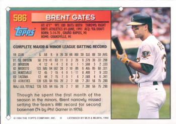 1994 Topps Brent Gates # 586 Oakland Athletics