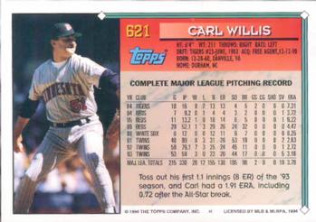 1994 Topps Carl Willis # 621 Minnesota Twins