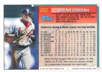 1994 Topps Brian Jordan # 632 St. Louis Cardinals