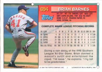 1994 Topps Brian Barnes # 694 Montreal Expos