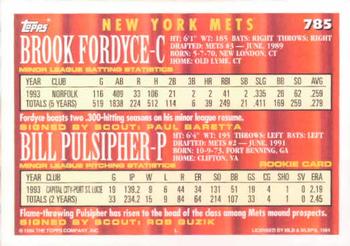 1994 Topps Brook Fordyce / Bill Pulsipher CA # 785 New York Mets