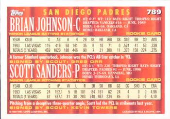 1994 Topps Brian Johnson / Scott Sanders CA, RC # 789 San Diego Padres