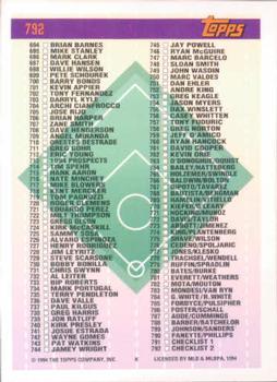 1994 Topps Checklist: 397-495 and 694-792 CL, UER # 792