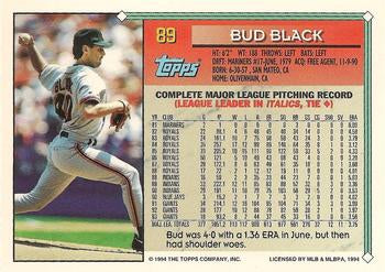 1994 Topps Bud Black # 89 San Francisco Giants
