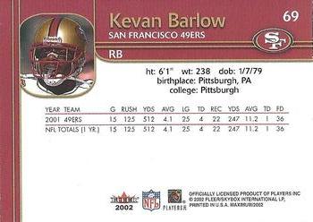 2002 Fleece Skybox Kevan Barlow #69 San Francisco 49ers
