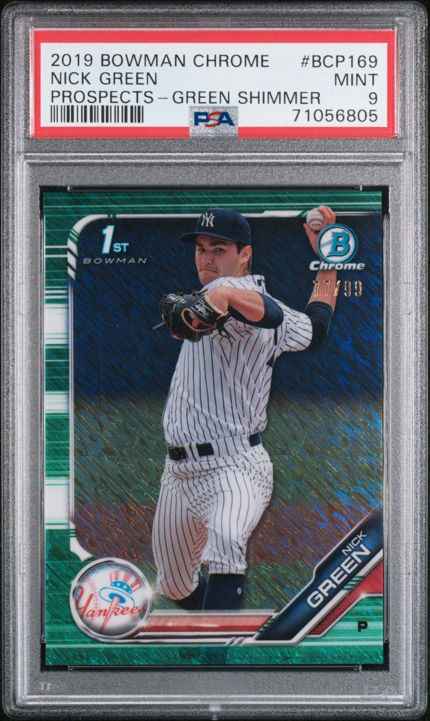 NICK GREEN 2019 Bowman Chrome #BCP-169 Prospects Green Shimmer Refractor 1st RC #/99