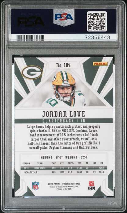 2020 Panini Phoenix Fire Burst Jordan Love #104 Green Bay Packers PSA 9 Gem Mint