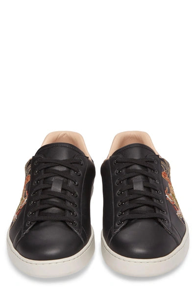 GUCCI Ace Dragon-embroidered Low-top Leather Trainers In Black Size 8.5M / 10W New