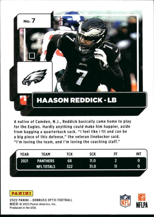 2022 Panini Donruss Optic Haason Reddick #7 Philadelphia Eagles