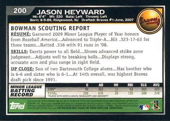 2010 Bowman Gold Jason Heyward RC #200 Atlanta Braves